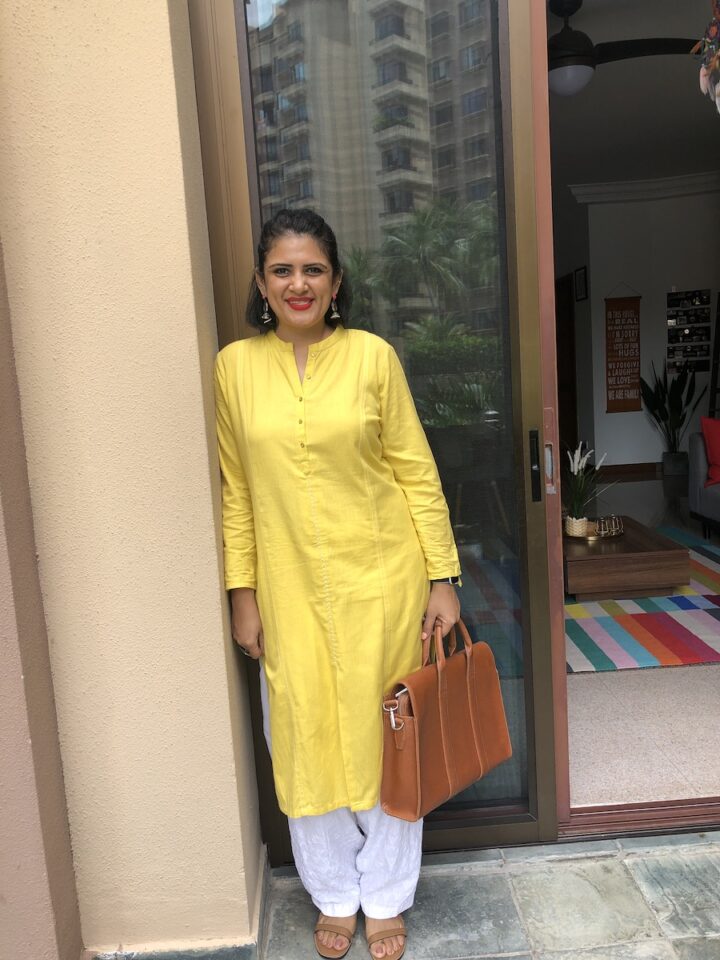 Yellow kurta with white pyjama 