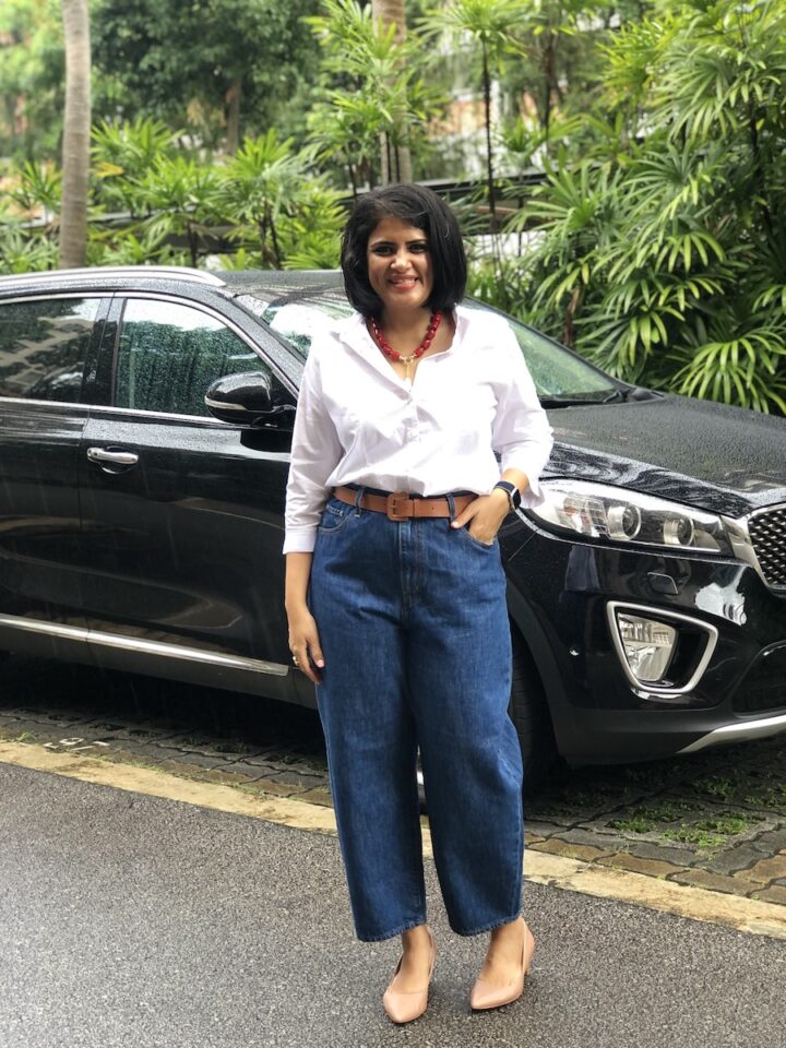 Loose denims with white shirt 